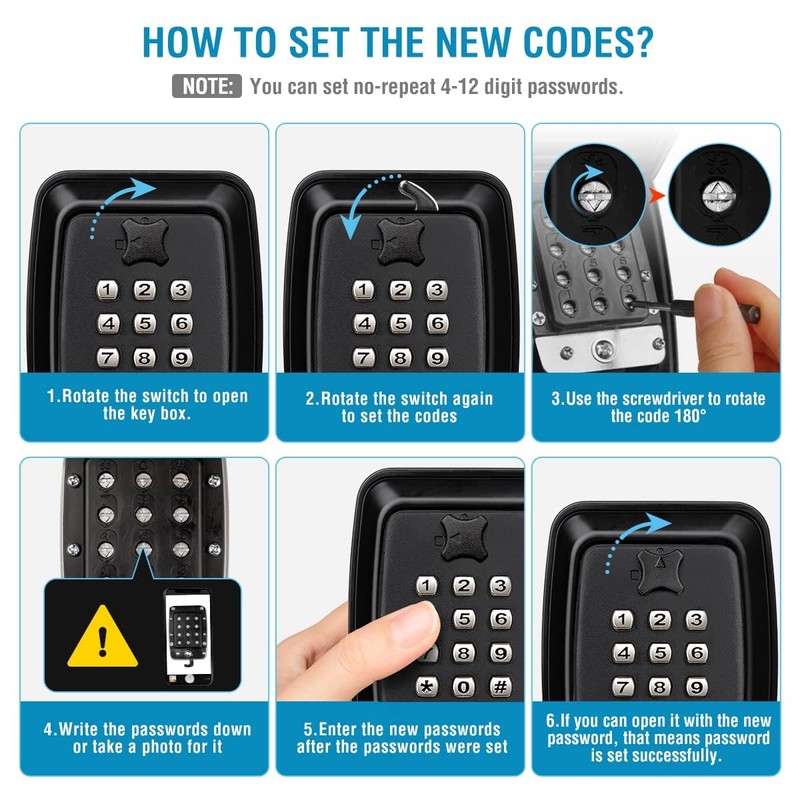 BKNOOU Key Lock Box Wall Mount with Code, Key Lock