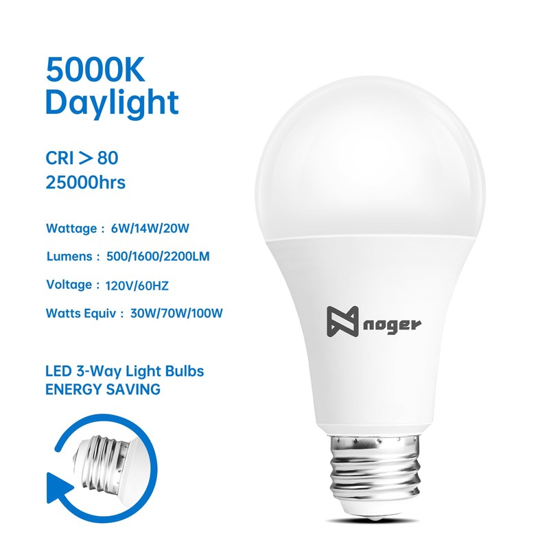 Noger 3-Way Led Light Bulbs A21 4 Pack, 50 100
