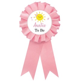 Sunshine Auntie To Be Tinplate Badge Pin, Sun Best Aunt Ever Button Pin for Women, Sunshine Gender Reveal Button, Pink Rosette Auntie To Be Award Ribbon, Bohu Sun Baby Shower Party Decoration