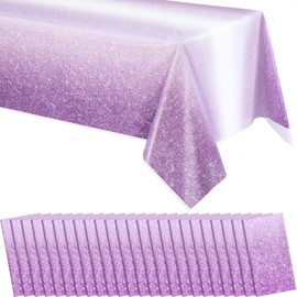 Oudain 24 Pack Ombre Purple Plastic Tablecloth for Parties 54 x 108 Inch Gradient Pastel Purple Tablecloths Disposable Waterproof Sprinkle Table Covers for Wedding Birthday Party Decorations