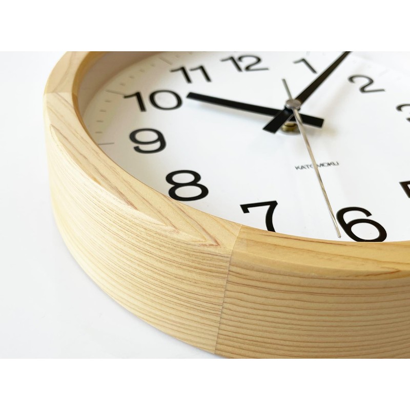 KATOMOKU Muku Clock 16 Hinoki Wall Clock, Continuous Second Hand,