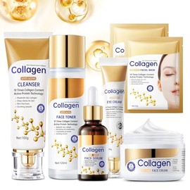 Collagen Skin Care Set, 13-In-1 Travel Skincare Kits for Firming Skin, Shrink Pores, Anti Aging Skincare Set for Reduce Wrinkles, Smooth Fine Lines, Hydrating, Facial Kits for Women & Girls.