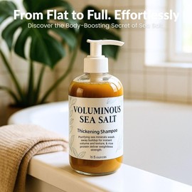 Nature Skin Shop Voluminous Sea Salt Thickening Shampoo, with Rhodiola Rosea and Rice Protein (Big Bottle Shampoo 16.5 ounces)