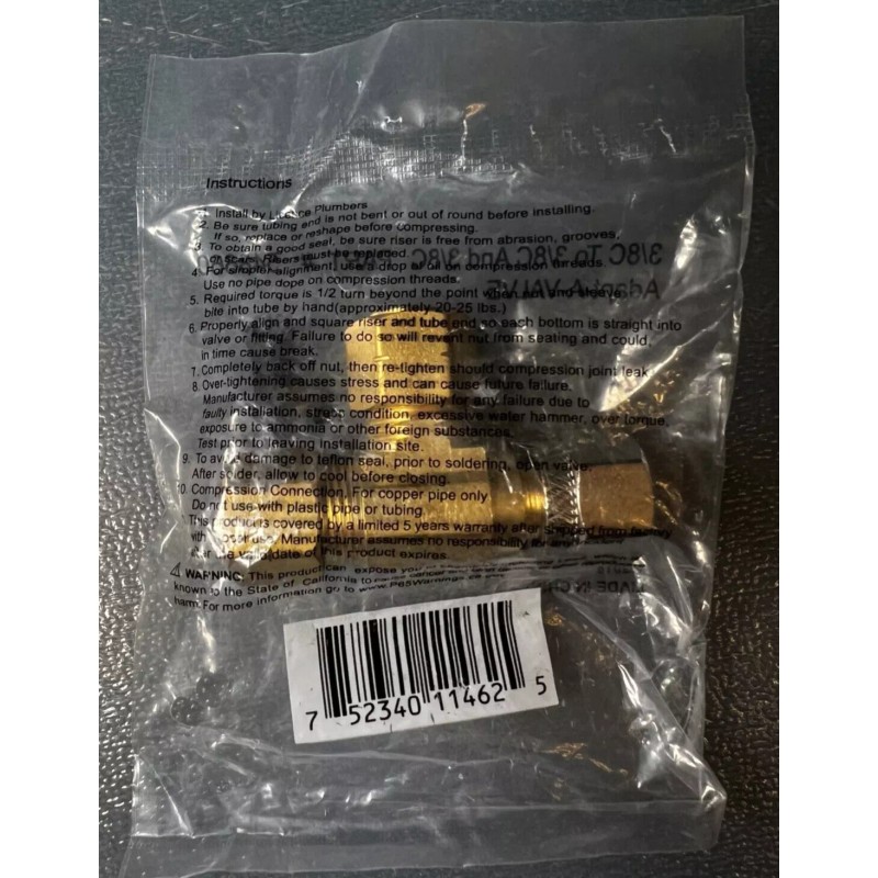 Watts Adapt-A-Valve 3/8" x 3/8" x 3/8" Compression Brass Union