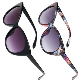 EDLMKM 2 Pairs Cat Eye Sunglasses for Women, Women Sunglasses, Retro Fashion Ladies SUNGLASSES, with UV400 Protection Shades