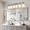 Modern 6-Light Golden Bathroom Vanity Light Frosted Glass Wall Mount