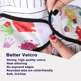MIKI WELL Waterproof Baby Bibs, Clear Long Sleeve Bibs, Toddler Bibs, Mess Proof children smock, Machine Washable, Tear Proof (Colorful palms, Large 2-5 Years)
