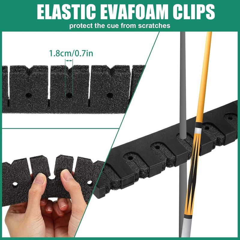 ZKFSIE 6-Slot Pool Cue Holder Wall Mount, Vertical Billiard Cue