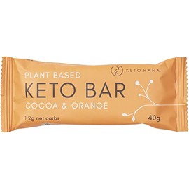 Keto Hana Cocoa & Orange Bar Keto Diet Vegan Grain Free Dairy Free Plant Based No Refined Sugars Gluten Free 1.4g Net Carbs - 40g a bar