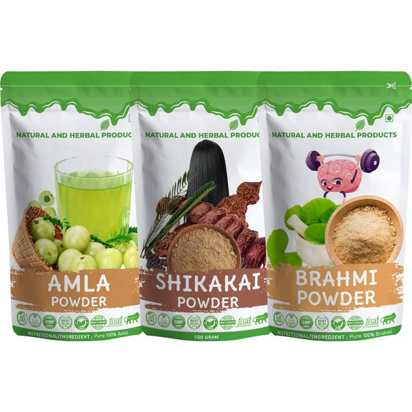 Shikakai Amla Brahmi Powder for Hair Care Combo - 100Gram
