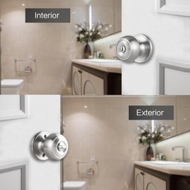 NCSEN 3 Pack Brushed Nickel Door Knobs Interior,Bath & Bed Privacy Door Knob, Keyless Door Lock Round Doorknobs