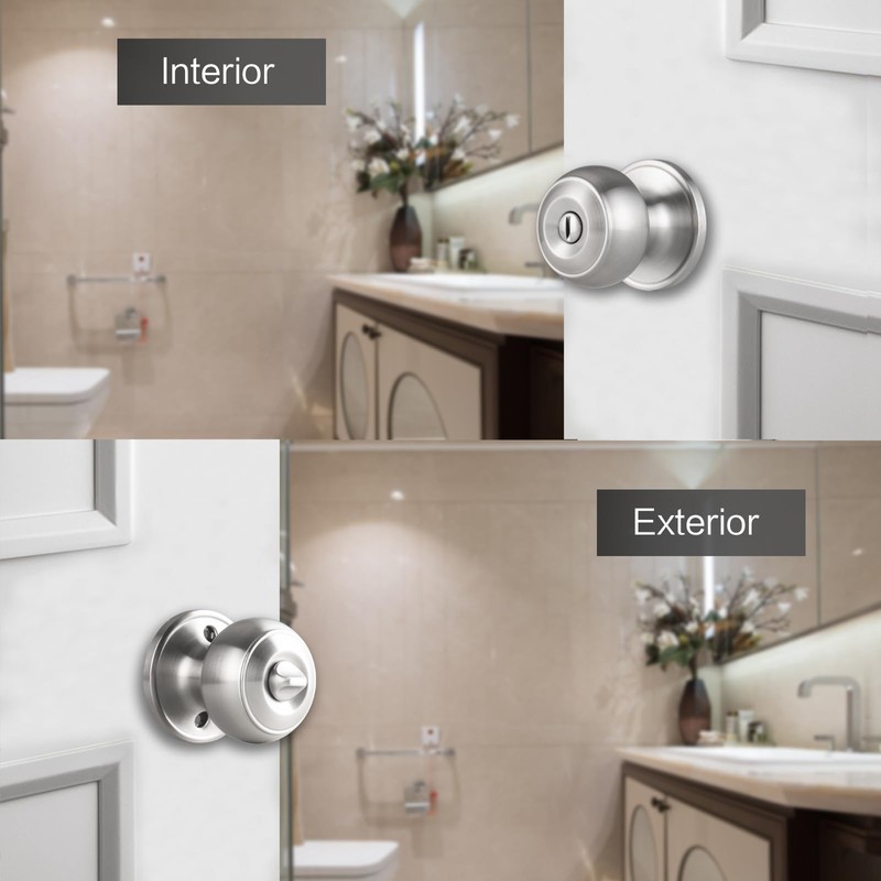 NCSEN 3 Pack Brushed Nickel Door Knobs Interior,Bath & Bed