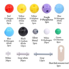 Swpeet 115 Pcs Organic Chemistry Molecular Model Student and Teacher Kit, Molecular Model Set for Inorganic & Organic Chemistry - 50 Atoms & 64 Links & 1 Short Link Remover