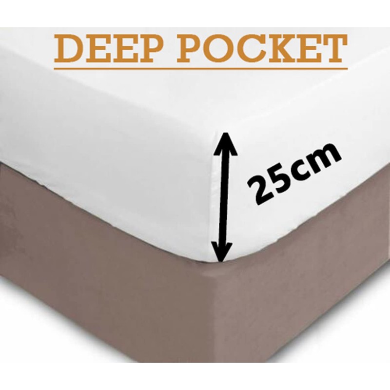 Fitted Sheet 100% Egyptian Cotton 200 Thread Count 25cm Deep