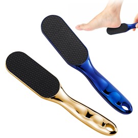 Cxqbsmy 2Pcs Veins Grain Foot File, Hard Skin Remover Nano-Glass Foot File, Summer Foot Beauty, Remove Dead Skin Foot Scrubber, Pedicure Tool for Smooth Feet, Practical Foot Care Tools (Blue&Gold)