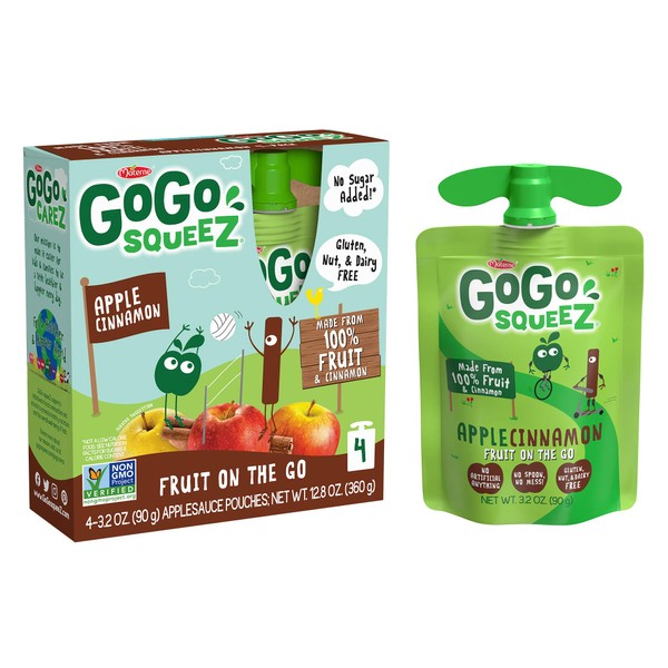 GoGo squeeZ Fruit on the Go, Apple Cinnamon, 3.2 oz.