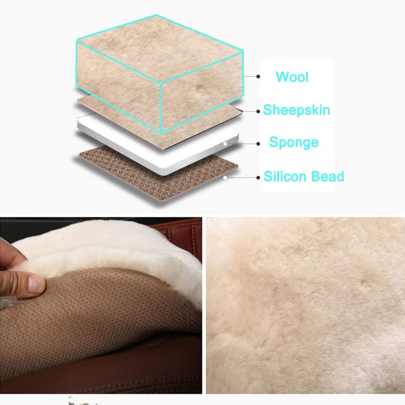 OGLAND Fluffy Fuzzy Sheepskin Car Seat Covers for Universal Soft