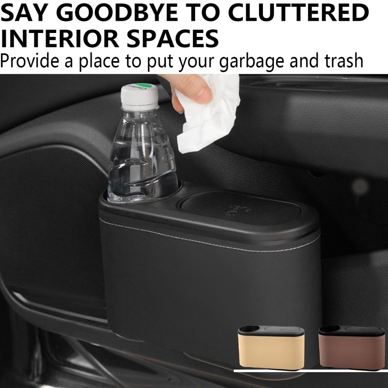 Adunsiaoto Leak-proof vehicle trash can, waterproof automotive trash can, mini