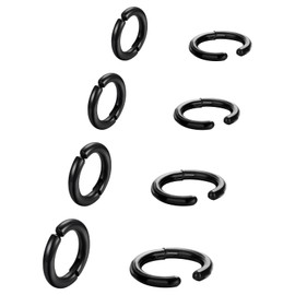 4 Pairs Clip on Earrings for Men, Black Huggie Hoop Earrings as Hypoallergenic Stainless Steel Non Piercing Fake Earrings for men as Birthday Gifts