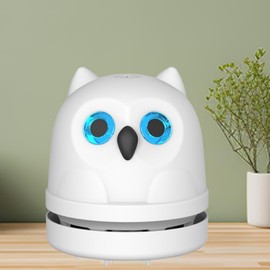 Mini Desktop Vacuum Cleaner Owl Desk Vacuum Cleaner Cute Desk Vacuum Sweeper for Cleaning Eraser Waste, Crumbs, Hair, Paper Scraps on Computer Piano Keyboard Countertop Car