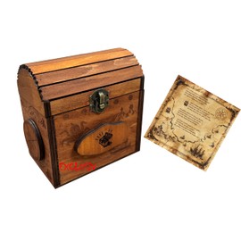 SOUCCESS Puzzle game treasure box – wooden game – for puzzling and tinkering, gift packaging – tricky to open as a real challenge for young and old, including treasure map