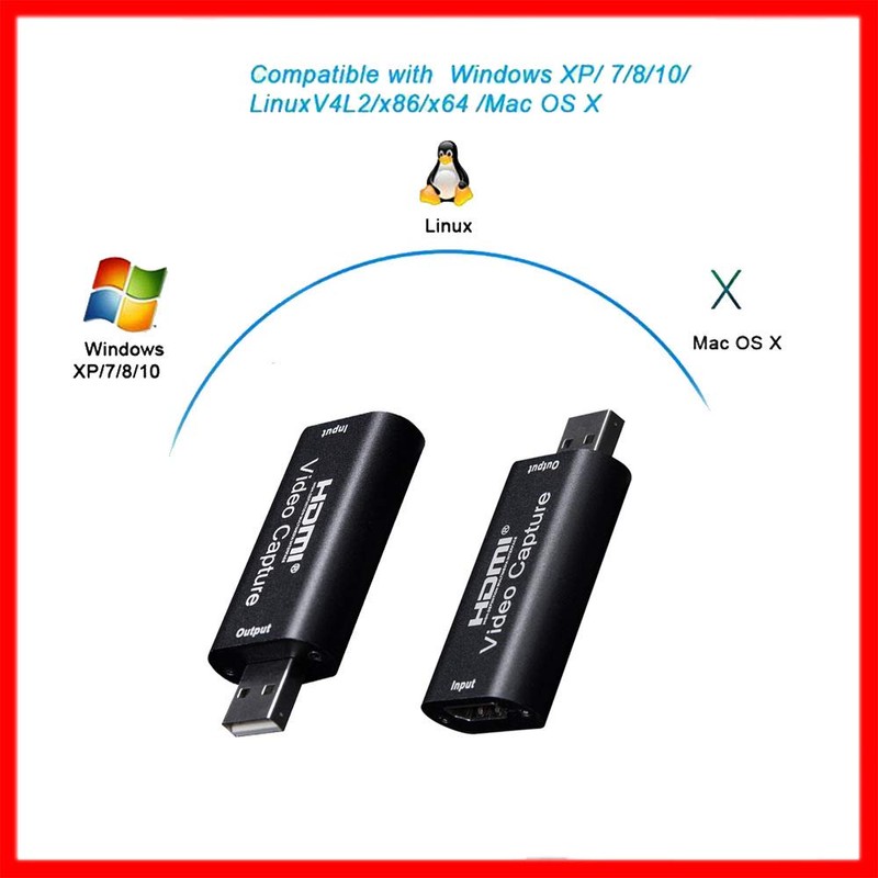 Ultra-compact USB 2.0 Compatible 1080p HDMI Capture Card Video Capture