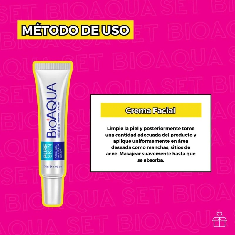 Set Pure Skin Bioaqua Retira Acne Espinillas Grasa Mixta