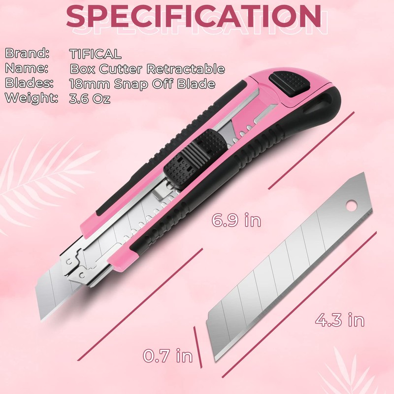 TIFICAL Box Cutter, Box Cutter Retractable Self Loading, Heavy Duty