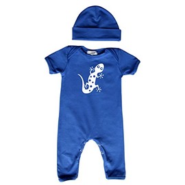 Gecko Baby Romper with Matching Hat (12-18 months (Large), Royal Blue)