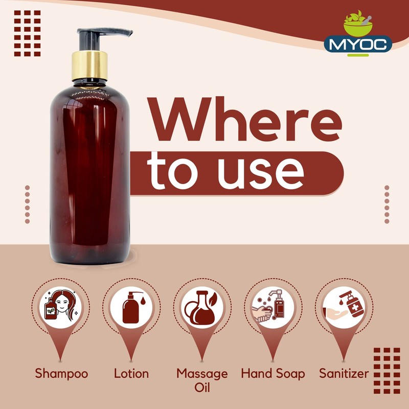 MYOC Amber PET golden cap pump bottle Refillable Empty Container