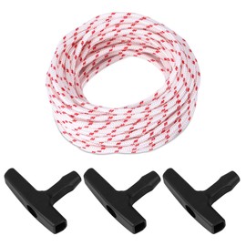 3pcs Gas Engine Handle & Pull Cord, 0.20 Inch Thick Replacement Starter Rope Pull Cord Generator Recoil Starter Rope for Briggs & Stratton, Husqvarna, STIHL Lawn Mower Trimmer