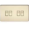 Knightsbridge SF4100PB Screwless 10 A 4-Gang 2 Way Switch, Polished