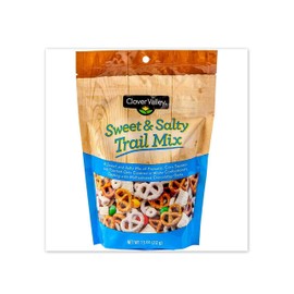 Clover Valley Sweet & Salty Snacking Trail Mix - Re-Sealable Bag 7.5 oz - comes with Sweet Yogurt Covered & Salty Pretzels, Zesty Corn Pieces, White Chocolate Oat Cereal Pieces, and Chocolate Coated Candy