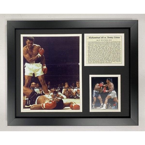 Muhammad Ali vs. Liston Championship Fight Collectible | Framed Photo Collage Wall Art Decor - 12"x15" | Legends Never Die