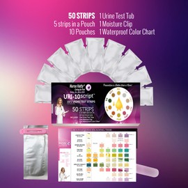 Nurse Hatty - 50ct. Kit - 10 Parameter Urine Test Strips (5ct. X 10 Packs) for Leukocytes, Nitrites, Protein, pH, Ketone, Bilirubin, Calcium & More! Test Tube, Moisture Clip & Waterproof Chart Incl.