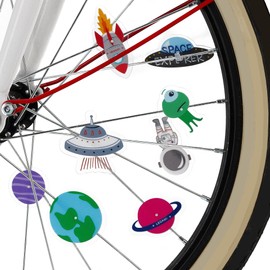 Legami - 30 Pieces Bicycle Spoke Decorations Easy to Attach and Remove for Kids Space Theme