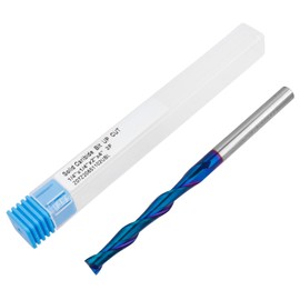 Bestgle Up Cut Spiral Router Bit, 1/4 Inch Shank CNC Spiral Upcut Bit Solid Carbide 2 Flute Long End Mill Cutter for Wood Carving, Engraving, Milling, 2 Inch Cutting Length