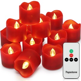 Topstone Remote Control Flameless Candles with Timer,CR2450 Battery Powered Led Votive Candles,Electric Candles, Tea Lights Candles for Seasonal and Festival Decoration,Pink Light,12 pcs