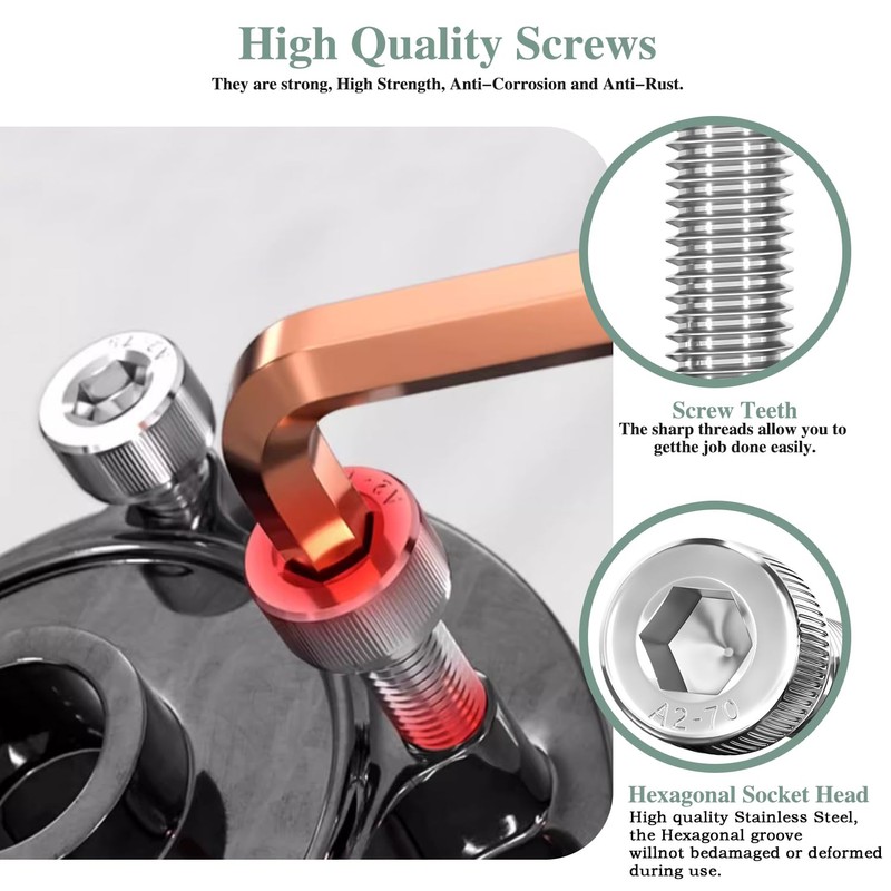 GOHODOMINO M6×35mm Socket Head Cap Screws, Nuts, Flat Washers, 20Pcs,