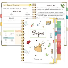 Recipe Book to Write in Your Own Recipes – Blank Recipe Book Cookbook, Hardcover Recipe Notebook Recipe Journal Hold 175 Pages Recipes with Tab Sticker, Spiral-Bound Durable Kitchen Gift, 7.5"*10" - White