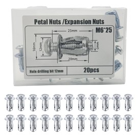 Coffee Life Plus® Pack of 20 Expansion Screw Petal Nuts, Jack Nuts, M4, M5, M6, M8 Thin Fixings Dowels, Hollow Mounting Material Screws Assembly (M6 x 25 mm (20 Pieces))