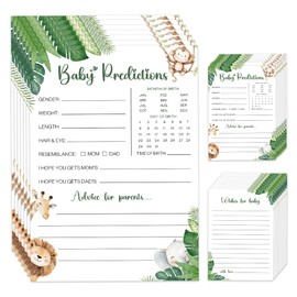 Jungle Theme Baby Predictions and Advice Cards, Baby Shower Games with Giraffe, Monkey and Wild Animal Patterns, Gender Neutral Baby Shower Activities, Advice and Wishes for Baby Keepsake Cards -A01