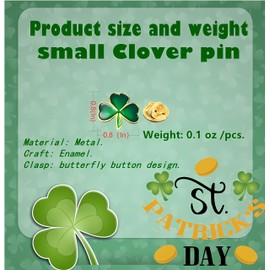 Tichso 25/50/100pcs St. Patrick's Day clover lapel pin Clover pin brooch Patrick's Day favors three-leaf pins Patrick's Day gift Irish holiday gifts (100)