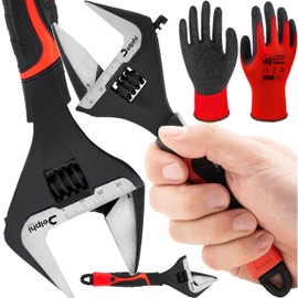 Delphi Single Open-End Spanner Adjustable Swedish Pipe Wrench 8 Inch 0-39 mm - CR-V Adjustable Wrench Steel Wrench with Comfortable, Non-Slip Rubber Handle for Hydraulic Work