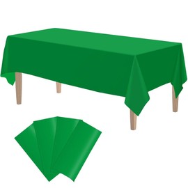OULIGET Plastic Tablecloths,Disposable Table Covers,Shower Party Tablecovers,Tables Cloths for Picnic Birthday Wedding Parties 8 ft Rectangle Table Use,54 x 108 Inches,4 Pack (Green)