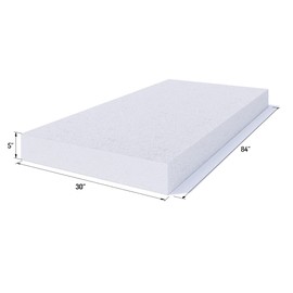 Foamy Foam High Density 5 inch Thick, 30 inch Wide, 84 inch Long Upholstery Foam, Cushion Replacement