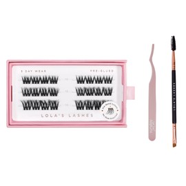 Lola's Lashes Pre-glued Lashes | Bold Definition Starter Kit | Pre-Glues Lashes | Easy Application | Stick & Clamp Tools Included | 5 Days Wear & Waterproof | 10-14mm