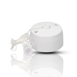 White Ceiling Pull Cord Switch 10A Round Light Switch for Bathroom or Toilet Long String Pull Cord Ceiling Mounted (1 Way)