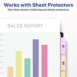 Avery 11255 - Divisores para carpetas de 3 anillos, divisores de carpetas de plástico con bolsillos, pestañas grandes insertables, diseños clásicos pastel, funciona con protectores de hojas, 3 juegos