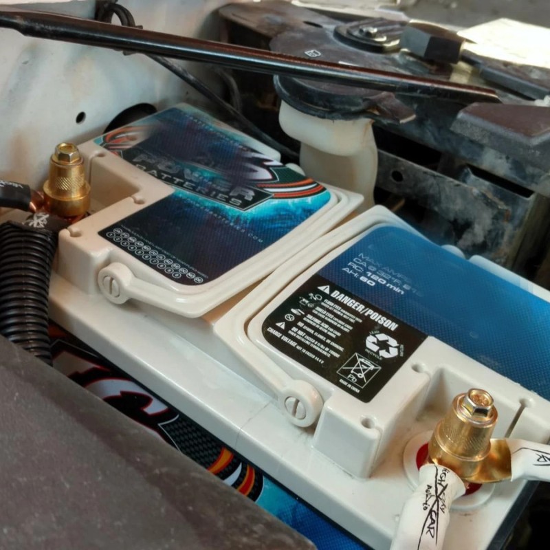 Ampper M8 Thread Male Brass Battery Charging Post Terminals, M8